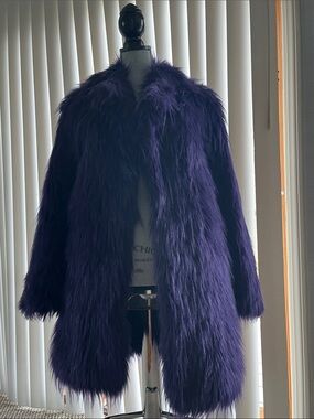 Michael Kors Deep Purple Faux Fur Teddy Coat